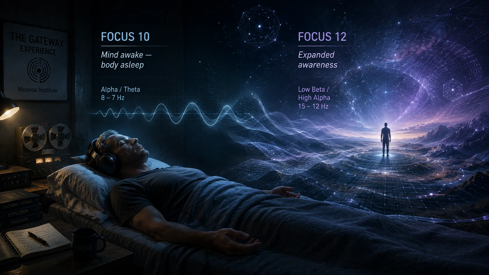 Illustration des états de conscience Focus 10 et Focus 12 de la Gateway Experience