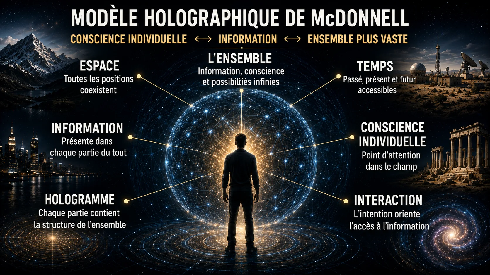 Schéma du modèle holographique présenté par McDonnell dans son analyse du Gateway Process